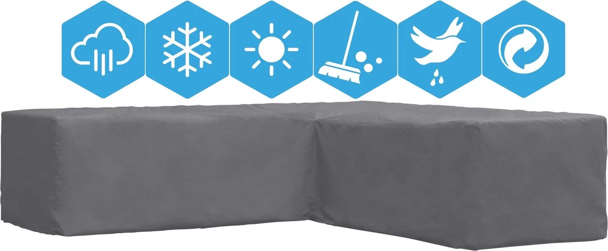 Weersbestendige Beschermhoes Voor Hoekbank | 250/90 X 250/90 X 70 Cm (L-vorm) - Tuinbank / L-Vorm -Waterdicht - Grijs 3 Weersbestendige Beschermhoes Voor Hoekbank | 250/90 X 250/90 X 70 Cm (L-vorm) - Tuinbank / L-Vorm -Waterdicht - Grijs