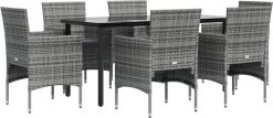 VidaXL 7-delige Tuinset Met Kussens Grijs En Zwart -Tuinmeubel Verkoop 1200x520