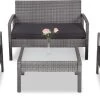 Casaria Polyrattan Loungeset – 2 Stoelen 1 Bank 1 Tafel - Antraciet -Tuinmeubel Verkoop 1200x546