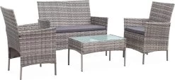 Alice's Garden Loungeset Moltès - 4 Plaatsen - Wicker - Kleine Set - Tinten Grijs/grijs -Tuinmeubel Verkoop 1200x548 1