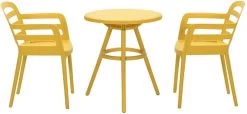 Garden Impressions Mira 3-delige Balkonset - Faria Tuintafel Ø 60 Cm - Okergeel