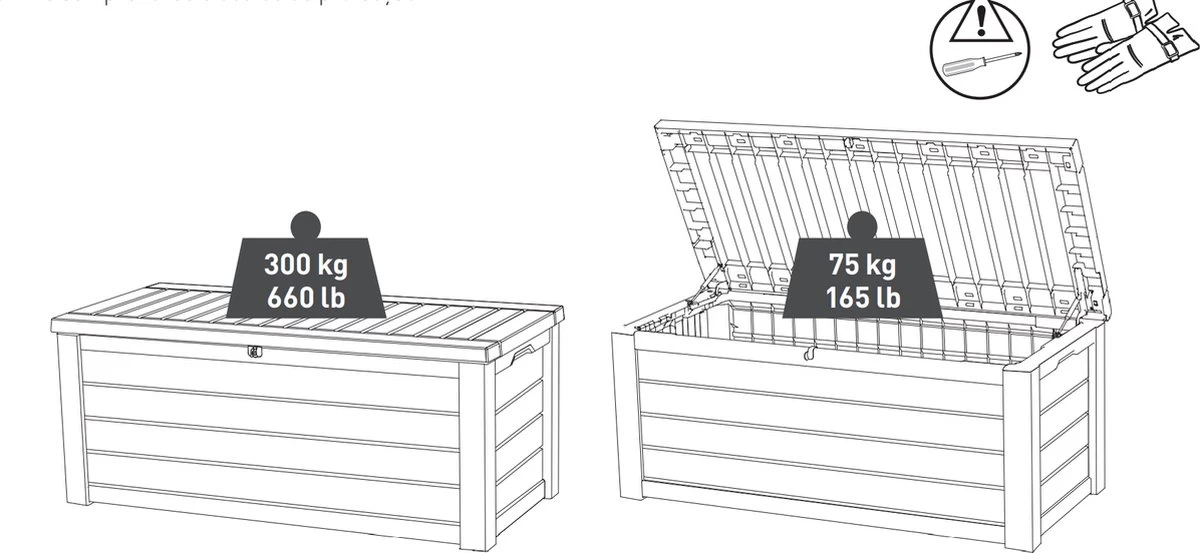 Keter Westwood Opbergbox - 570 L - 155x72.4x64.4 Cm - Grafiet 4 Keter Westwood Opbergbox - 570 L - 155x72.4x64.4 Cm - Grafiet - Afbeelding 2