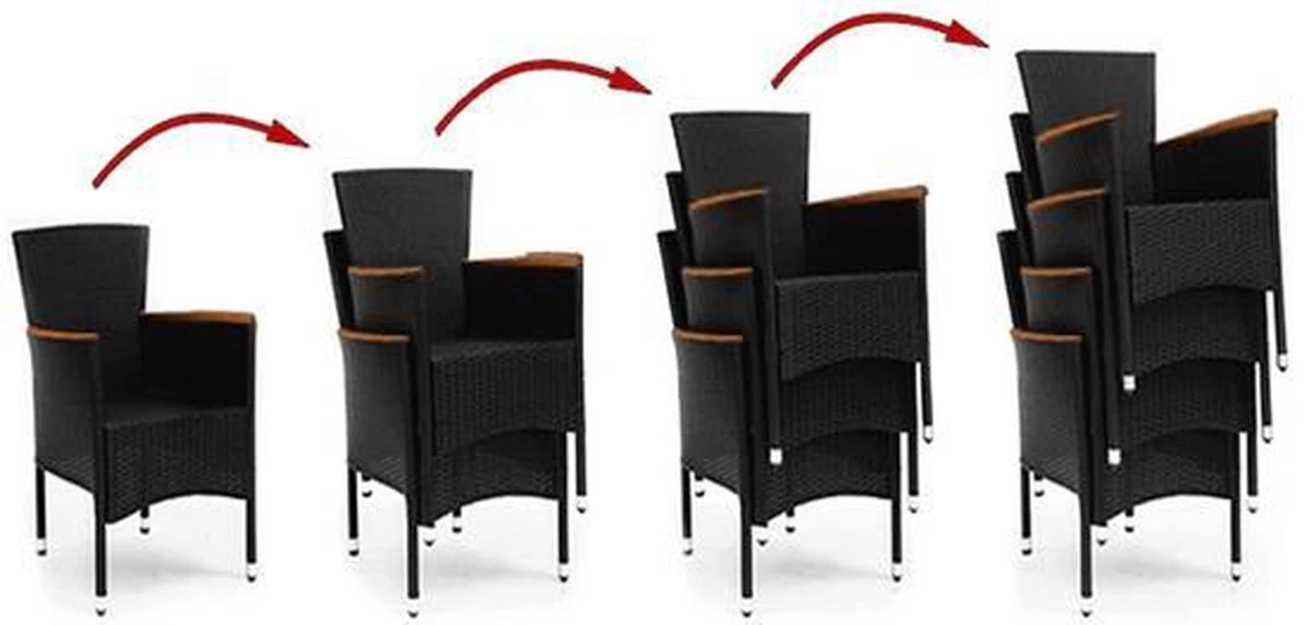 Deuba Polyrattan Tuinset Verona - 6 Stoelen + 1 Tafel Zwart 12 Deuba Polyrattan Tuinset Verona - 6 Stoelen + 1 Tafel Zwart - Afbeelding 10