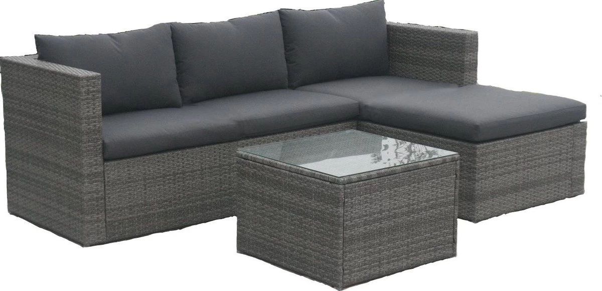 MaxxGarden Loungeset – Rattan Hoekset - 4 Persoons - Incl. Salontafel - Grijs 4 MaxxGarden Loungeset – Rattan Hoekset - 4 Persoons - Incl. Salontafel - Grijs - Afbeelding 2