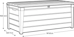 Keter Brightwood Opbergbox - 455L - 145x69,7x60,3 Cm - Grafiet -Tuinmeubel Verkoop 1200x598