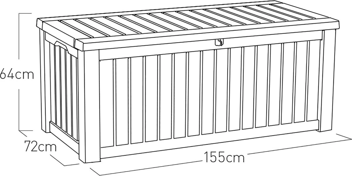 Keter Rockwood Opbergbox - 570L - 155x72,4x64,4cm - Grafiet 14 Keter Rockwood Opbergbox - 570L - 155x72,4x64,4cm - Grafiet - Afbeelding 12
