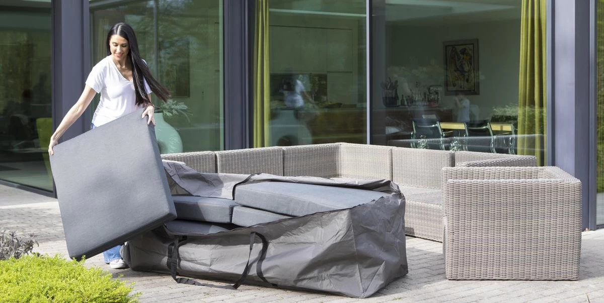 Opbergtas Voor Tuinmeubelkussens - 200 X 75 X 60 Cm (4 – 6 Lounge- Tuinkussens) - Grijs / Antraciet 7 Opbergtas Voor Tuinmeubelkussens - 200 X 75 X 60 Cm (4 – 6 Lounge- Tuinkussens) - Grijs / Antraciet - Afbeelding 5