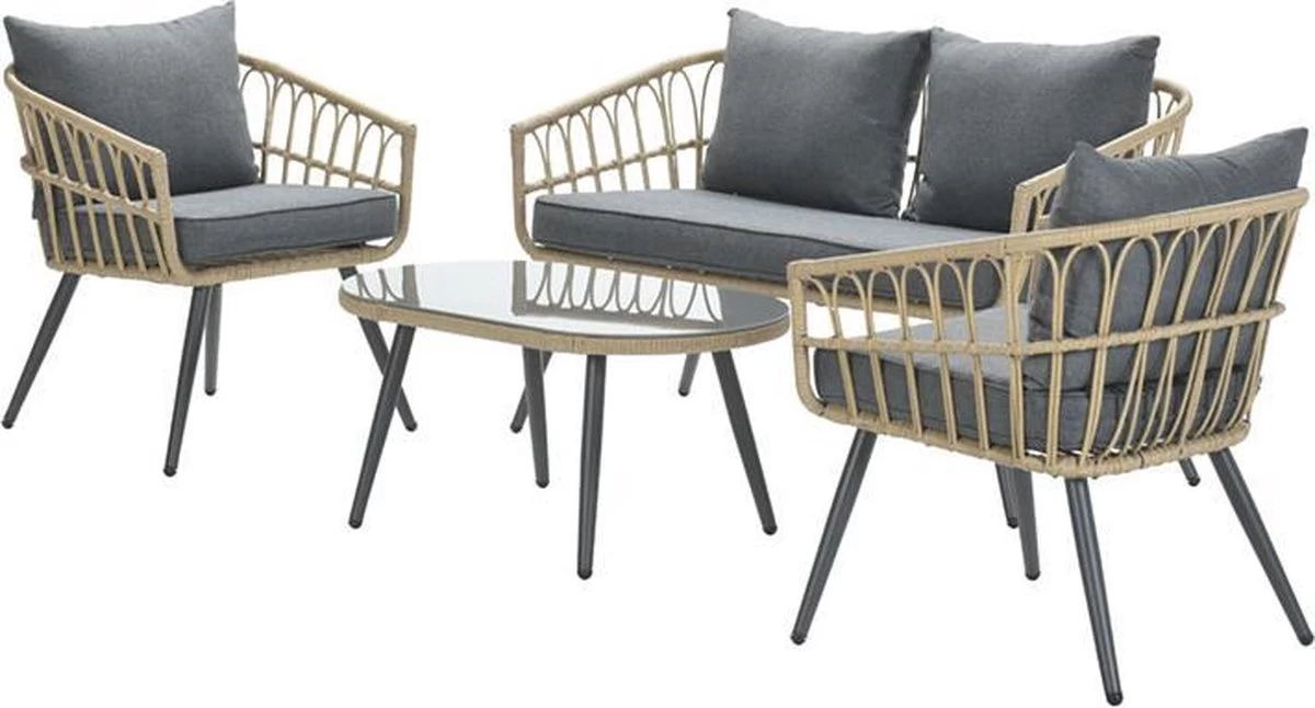 Garden Impressions Franklin Loungeset 4-delig - Wicker - Carbon Black/mystic Grey 9 Garden Impressions Franklin Loungeset 4-delig - Wicker - Carbon Black/mystic Grey - Afbeelding 7