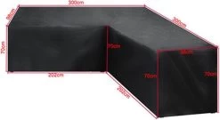 BOTC Tuinbank Beschermhoes - Beschermhoes Voor Hoekbank - Premium Tuinbank Beschermhoes - L-vorm - 300/98 X 300/98 X 70cm - Zwart -Tuinmeubel Verkoop 1200x655 2