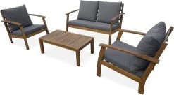 Houten Loungeset 4 Plaatsen - Ushuaïa - Grijs Kussens, Bank, Fauteuils En Lage Tafel Van Acacia, Design 9 Houten Loungeset 4 Plaatsen - Ushuaïa - Grijs Kussens, Bank, Fauteuils En Lage Tafel Van Acacia, Design -Tuinmeubel Verkoop 1200x659 4