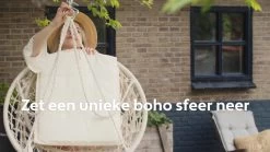 Vita5 Macramé Hangstoel - Voor Binnen En Buiten - Zonder Standaard - Incl. Kussen, Boekenvak En Beschermhoes - Tot 150kg - Zwart -Tuinmeubel Verkoop 1200x675