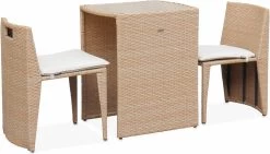 Alice's Garden Balkonset Doppio - 2 Stoelen - Inschuifbaar - Wicker - Beige -Tuinmeubel Verkoop 1200x686
