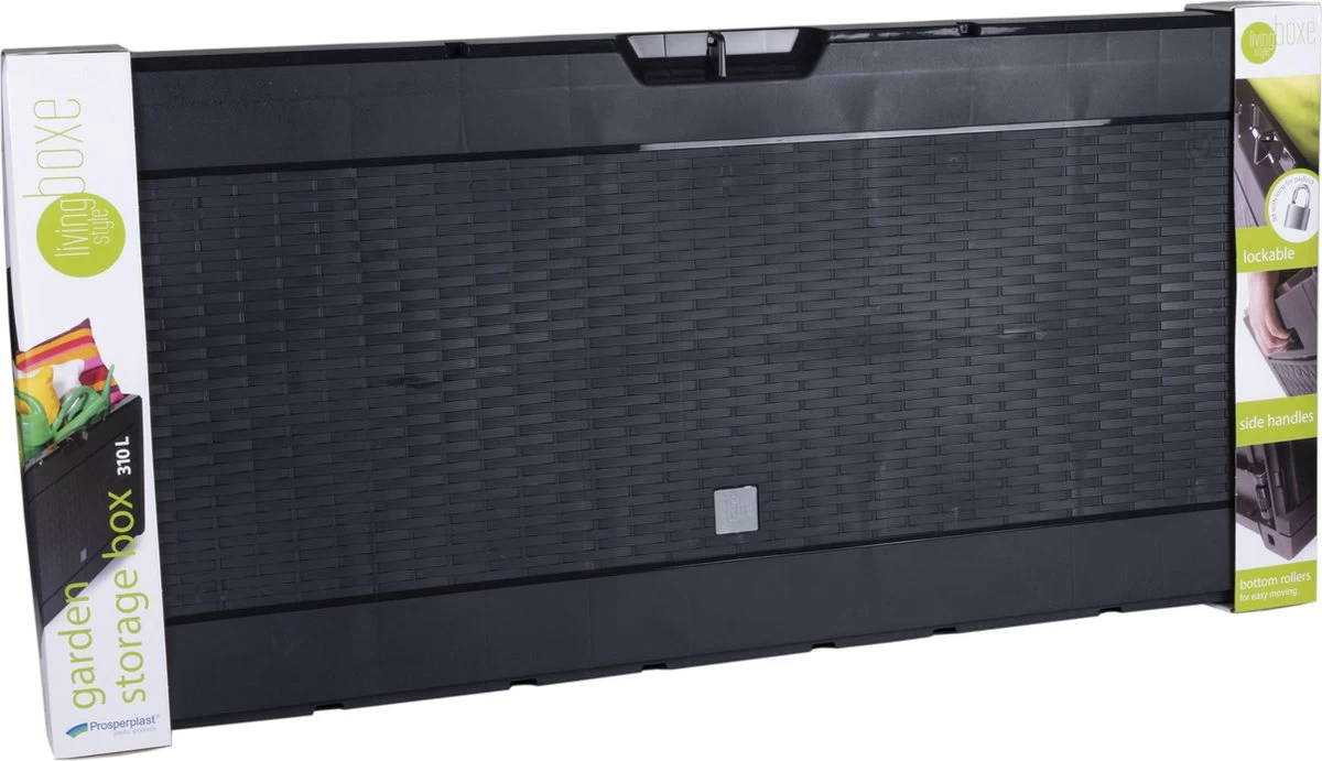 Opbergbox 310L UV-Bestendig Weerbestendig Wielen Tuinbox Rotan-look Antraciet 4 Opbergbox 310L UV-Bestendig Weerbestendig Wielen Tuinbox Rotan-look Antraciet - Afbeelding 2
