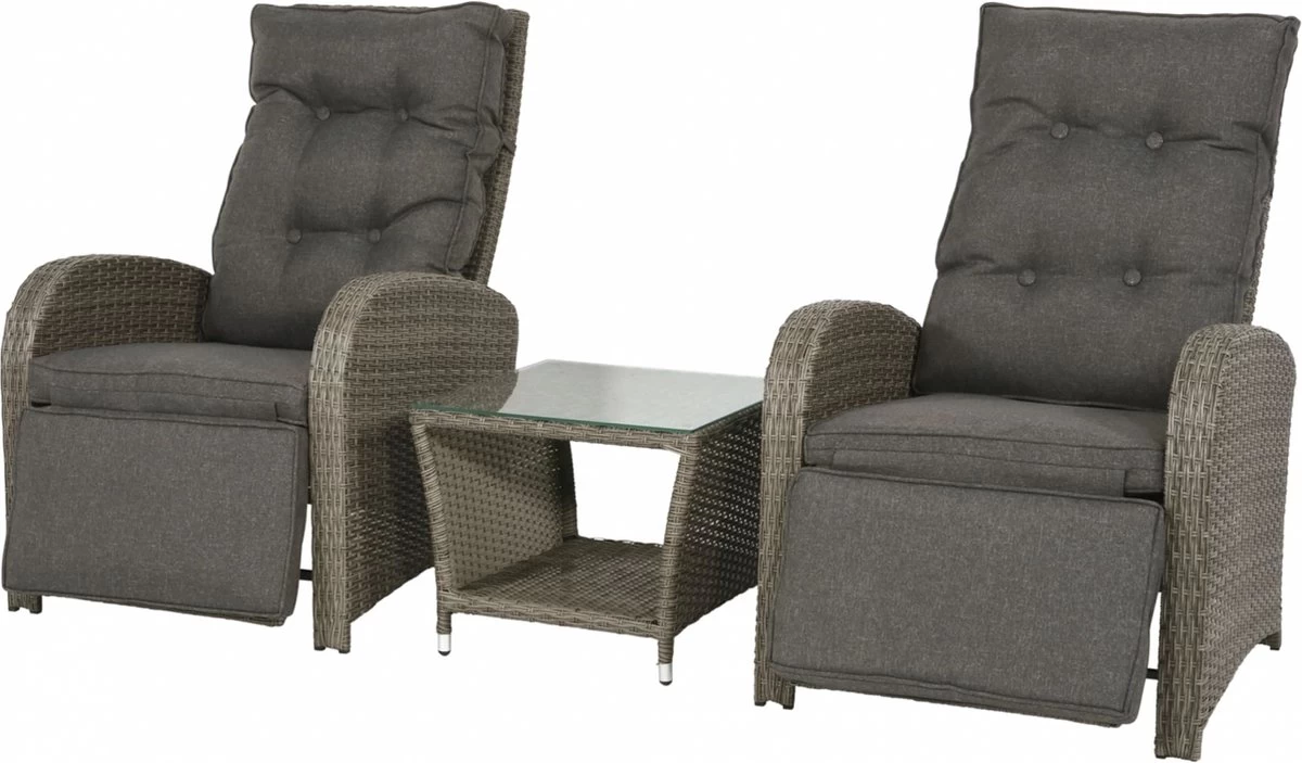 Loungeset Duoset Melia 2 Verstelbare Stoelen + Tafel - Balkonset 12 Loungeset Duoset Melia 2 Verstelbare Stoelen + Tafel - Balkonset - Afbeelding 10