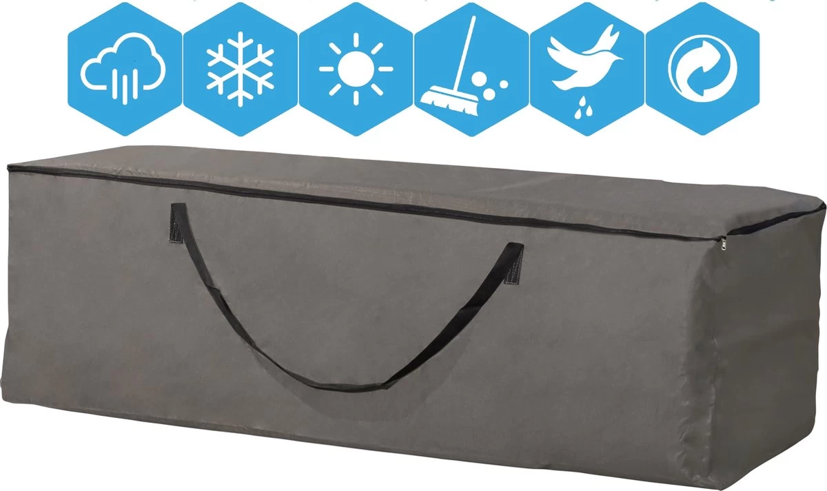 Opbergtas Voor Tuinmeubelkussens - 200 X 75 X 60 Cm (4 – 6 Lounge- Tuinkussens) - Grijs / Antraciet 3 Opbergtas Voor Tuinmeubelkussens - 200 X 75 X 60 Cm (4 – 6 Lounge- Tuinkussens) - Grijs / Antraciet