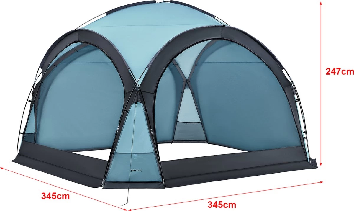 Pro-Tec Paviljoen Grästorp Met LED-verlichting 345x345x247 Cm Lichtblauw 8 Pro-Tec Paviljoen Grästorp Met LED-verlichting 345x345x247 Cm Lichtblauw - Afbeelding 6