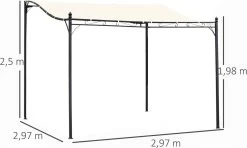 Outsunny Pergola Partytent Paviljoen Overkapping Tent Metaal Crème 297x297 Cm 84C-038 -Tuinmeubel Verkoop 1200x717 3