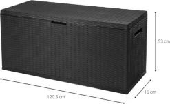 Verrijdbare Tuinkussen Opbergbox - Rattan Look - Zwart - 350 Liter -Tuinmeubel Verkoop 1200x733 2