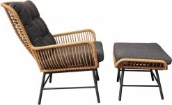 BUITEN Living Dex Wicker Loungestoel Tuin Incl. Wicker Voetenbank | Wicker + Aluminium | Bamboe Antraciet -Tuinmeubel Verkoop 1200x733