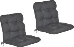 Beautissu Flair NL – Set Van 2 Tuinkussen Lage Rug Antraciet – 100x50 Cm – Zitkussen Matraskussen Voor Tuin Meubelen