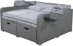 Polyrattan Patio Rieten Meubels Set Voor 2 Personen-Outdoor Rattan Sofa Set Met Intrekbare Luifel-lounge Bank-PE Rotan Loveseat Voor Achtertuin Veranda Tuin Zwembad Balkon-grijs -Tuinmeubel Verkoop 1200x769