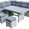Merkloos Rivièra | Loungeset Hoekset Dining Set Tuinset | Wicker | Hoekbank, Hoge Tuintafel, 2 Hockers | 6 Zitplaatsen -Tuinmeubel Verkoop 1200x770 2
