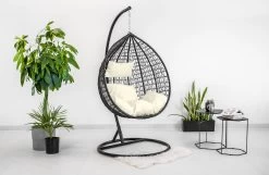 Hangstoel - Ei Stoel - Met Frame - Zwart Beige - Tot 125 Kg -Tuinmeubel Verkoop 1200x780