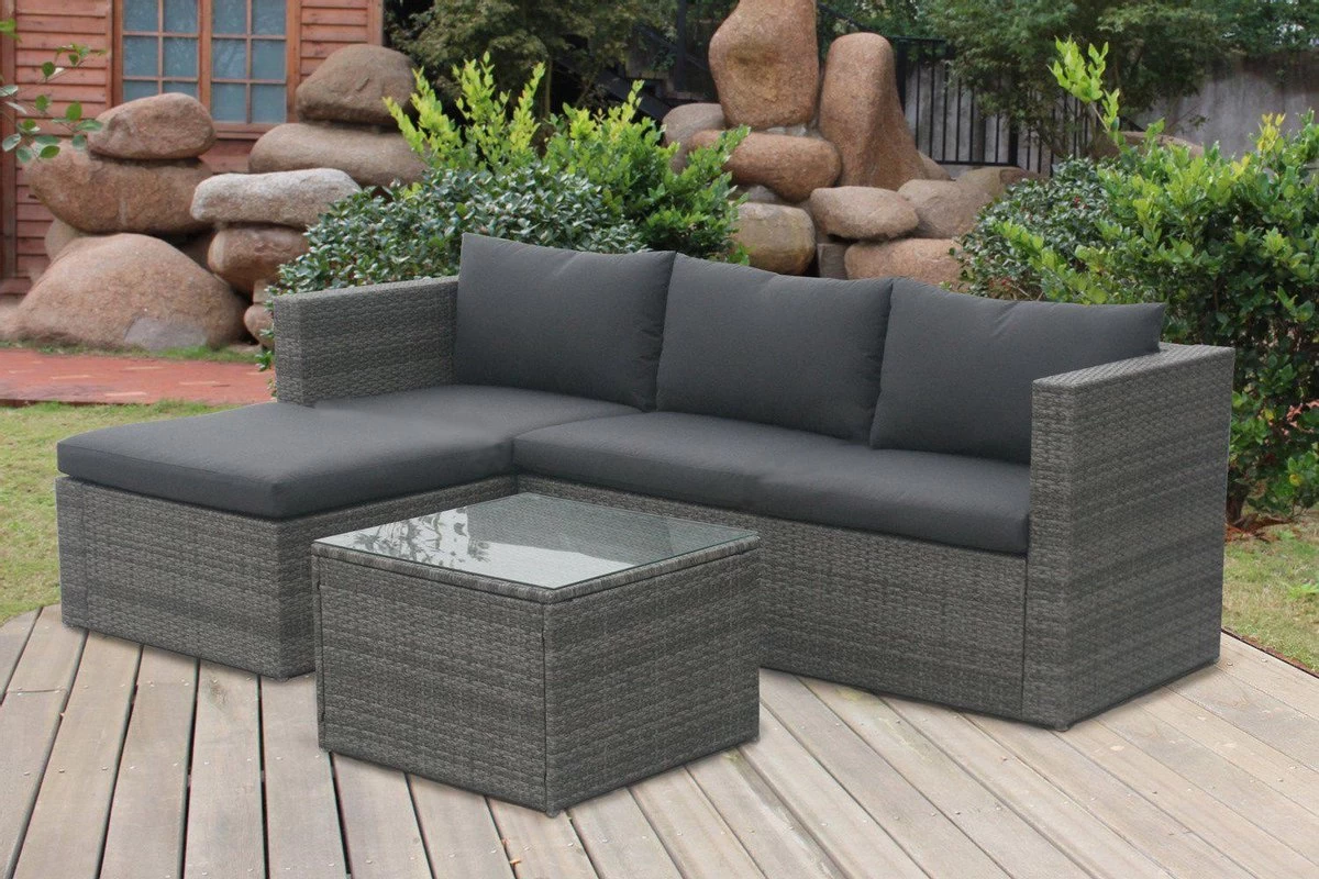 MaxxGarden Loungeset – Rattan Hoekset - 4 Persoons - Incl. Salontafel - Grijs 6 MaxxGarden Loungeset – Rattan Hoekset - 4 Persoons - Incl. Salontafel - Grijs - Afbeelding 4