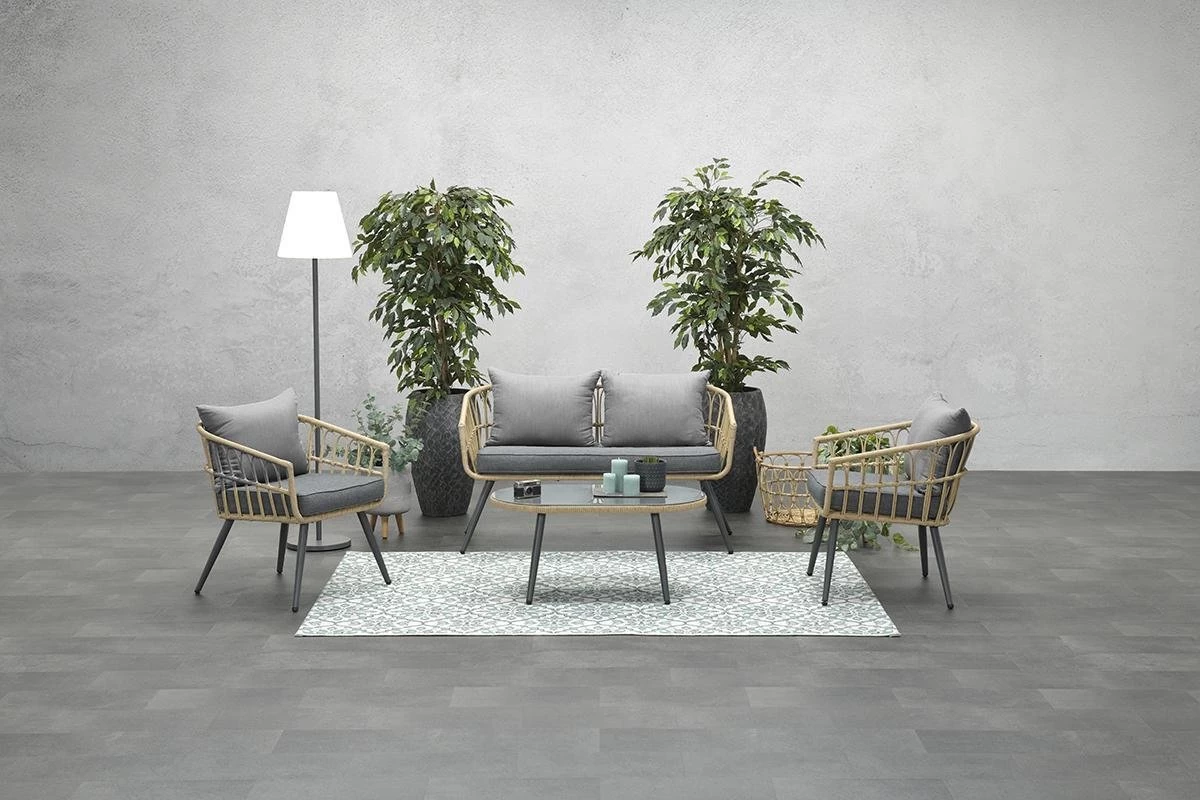 Garden Impressions Franklin Loungeset 4-delig - Wicker - Carbon Black/mystic Grey 8 Garden Impressions Franklin Loungeset 4-delig - Wicker - Carbon Black/mystic Grey - Afbeelding 6