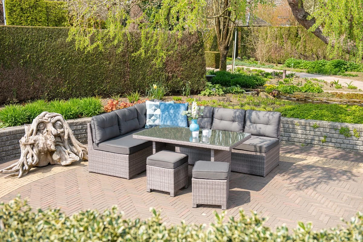 Garden Impressions Lapa Lounge Dining Set 5-delig - Wicker - Grijs 7 Garden Impressions Lapa Lounge Dining Set 5-delig - Wicker - Grijs - Afbeelding 5