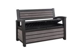 Keter - Hudson Bench Box - 2-zits Bank - Opbergbox - Hout Look & Feel - 227L - 138x63x89cm - Antraciet -Tuinmeubel Verkoop 1200x800 86