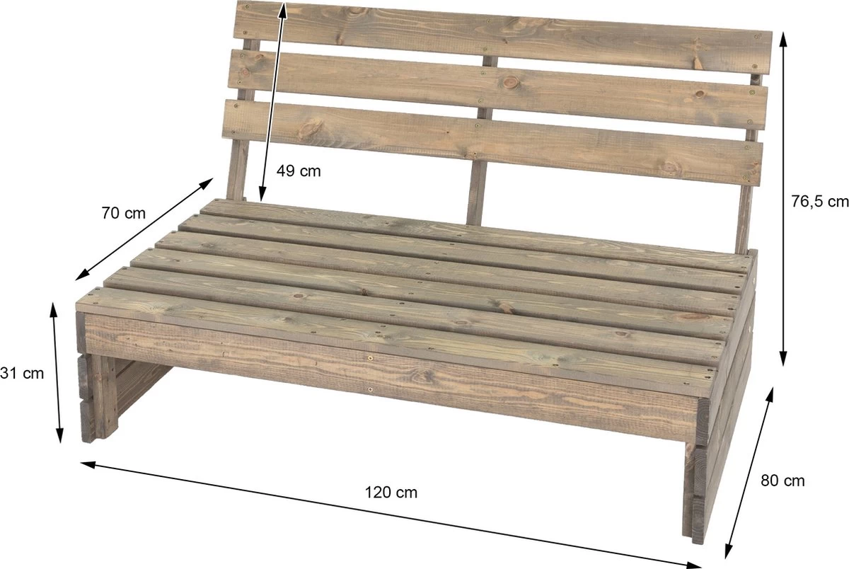 Pro Garden Palletbank - 120 Cm - 2-zits 4 Pro Garden Palletbank - 120 Cm - 2-zits - Afbeelding 2