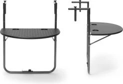 Relaxdays Balkontafel Inklapbaar, Balkon Tafel Rotan, Hangtafel Reling - Zwart -Tuinmeubel Verkoop 1200x817