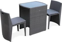 Alice's Garden Balkonset Doppio - 2 Stoelen - Inschuifbaar - Wicker - Grijs -Tuinmeubel Verkoop 1200x819 2