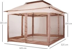 Outsunny Paviljoen Met Zijwanden Partytent Tuintent Popup 3,25 X 3,25 M Khaki 840-166 -Tuinmeubel Verkoop 1200x820 7