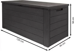 Merkloos Woody Tuin Opbergbox - 324 Liter 45x120x60 Cm - Tuinkussenbox - Antraciet/bruin -Tuinmeubel Verkoop 1200x823 2