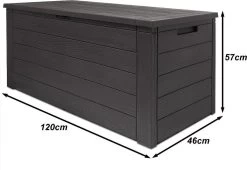 Merkloos Woody Tuin Opbergbox - 324 Liter 45x120x60 Cm - Tuinkussenbox - Antraciet/bruin -Tuinmeubel Verkoop 1200x826 1