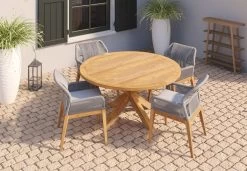 Tuindeco - Ronde Tuintafel - Massief Teak Hout - 150 Cm - Voor Buiten!