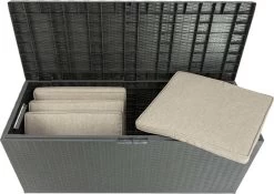 Verrijdbare Tuinkussen Opbergbox - Rattan Look - Zwart - 350 Liter -Tuinmeubel Verkoop 1200x850