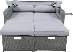 Polyrattan Patio Rieten Meubels Set Voor 2 Personen-Outdoor Rattan Sofa Set Met Intrekbare Luifel-lounge Bank-PE Rotan Loveseat Voor Achtertuin Veranda Tuin Zwembad Balkon-grijs -Tuinmeubel Verkoop 1200x867