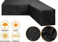 BOTC Tuinbank Beschermhoes - Beschermhoes Voor Hoekbank - Premium Tuinbank Beschermhoes - L-vorm - 300/98 X 300/98 X 70cm - Zwart -Tuinmeubel Verkoop 1200x869 4
