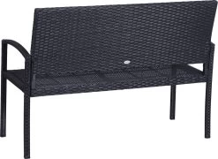 Outsunny Polyrotan Tuinbank 2-zits Parkbank Bank Staal Zwart 867-022 -Tuinmeubel Verkoop 1200x874