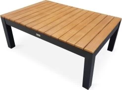 Loungeset 5 Plaatsen Van Aluminium En Eucalyptus – NAZCA – Antraciet Structuur, Lichtgrijs Kussens -Tuinmeubel Verkoop 1200x885 1
