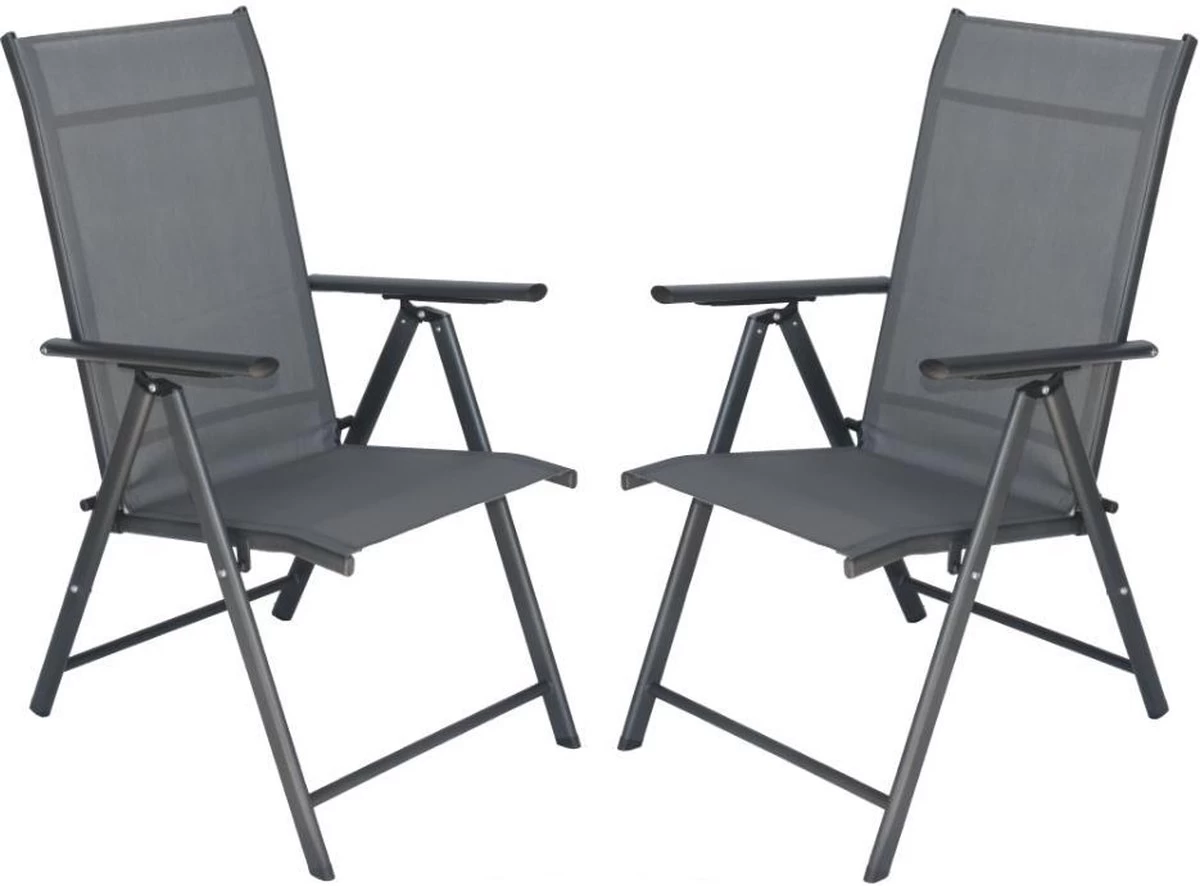 Tuinstoelen Met 7 Standen, Set Van 2 Stuks Grijs 3 Tuinstoelen Met 7 Standen, Set Van 2 Stuks Grijs
