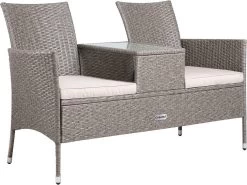 Casaria Tuinbank Polyrattan - 2-Zits Incl.Tafel - Weerbestendig Beige -Tuinmeubel Verkoop 1200x897 3