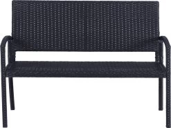 Outsunny Polyrotan Tuinbank 2-zits Parkbank Bank Staal Zwart 867-022 -Tuinmeubel Verkoop 1200x898
