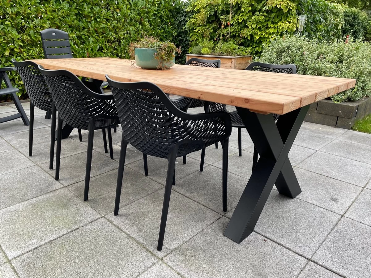 Tuintafel Douglas 220 Cm X 90 Cm | Stalen Poten | + Montage | Duurzame Eettafel | Onderhoudsarm 6-8 Personen | Geschaafd Hout | DuuMaa 7 Tuintafel Douglas 220 Cm X 90 Cm | Stalen Poten | + Montage | Duurzame Eettafel | Onderhoudsarm 6-8 Personen | Geschaafd Hout | DuuMaa - Afbeelding 5
