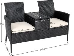 Casaria Tuinbank Polyrattan – 2 Zitter Incl. Tafel & Kussens – Zwart 18 Casaria Tuinbank Polyrattan – 2 Zitter Incl. Tafel & Kussens – Zwart -Tuinmeubel Verkoop 1200x899 21