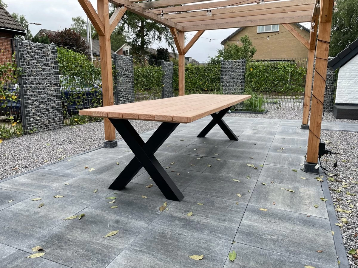 Tuintafel Douglas 300 Cm X 90 Cm | Stalen Poten | 8-10 Personen | DuuMaa 5 Tuintafel Douglas 300 Cm X 90 Cm | Stalen Poten | 8-10 Personen | DuuMaa - Afbeelding 3