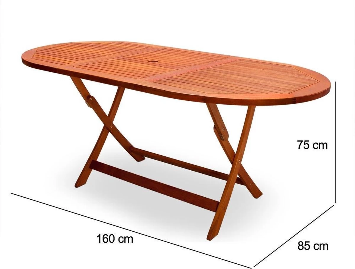 Merkloos Tuintafel Acaciahout - 160x85x75cm - FSC-gecertificeerd 10 Merkloos Tuintafel Acaciahout - 160x85x75cm - FSC-gecertificeerd - Afbeelding 8